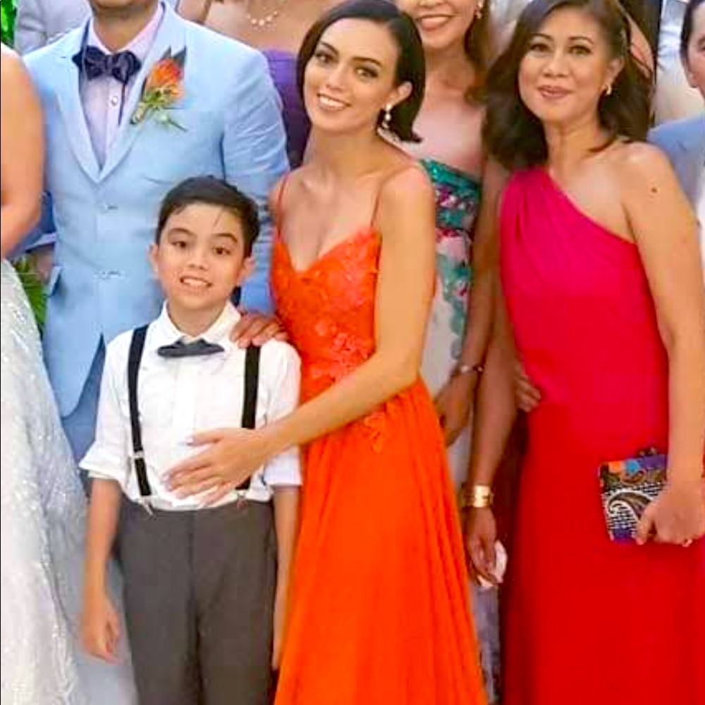 Bright red orange gown